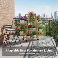 Multi-Tier blossom Pot Stand Easy Assembly Display Shelf Optional casters