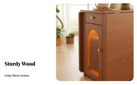 Folding Design Transformable Dining Cabinet Space-Saving Multi-Compartment Credenza Extendable Surface Sideboard Vintage aesthetic for Small Apartment Residents, Families, Homeowners, Kitchen, Living Room, Hallway, Entryway