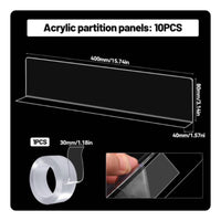 10 Pieces Clear Shelf Divider L-Shaped Shelf Barrier Space-Saving