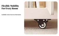 Rolling C-Shaped Rotating Table Cream Finish Rolling C-Shaped Table Rotating Work Surface Mobile with Casters for Students
