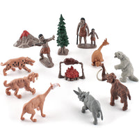 Prehistoric Animal Figures Set with Saber-Toothed Tiger and Brontotherium, Static Models