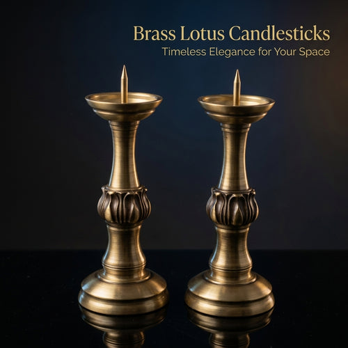 Brass Lotus Candle Holder, Chinese Style