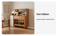 Solid Wood Coffee Bar Cabinet Multifunctional Tea Station Storage Cabinet Large Capacity Small Dining Room Sideboard Sturdy and Long-Lasting for Apartment Dwellers, Homeowners, Entertainers, Entryway, Home Office
