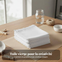 White Cotton Handkerchief Paintable Surface White Lace Handkerchief Reusable