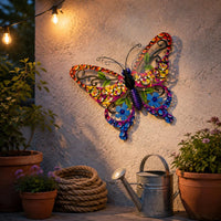 Iron Butterfly Wall Decor Raised Body 3D Butterfly Wall Decoration for Outdoor
