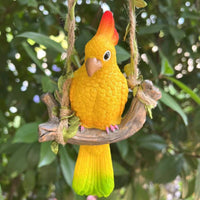 Parrot Swing Ornament Weather-Resistant Resin Bird Swing Decoration Hand-Painted