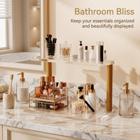 Cosmetics Organizer with Drawers, Clear Acrylic 2 Tier Stackable Design, for Makeup Table and Dresser Top, 2 Storage