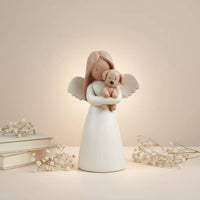 Faux Wood Carved Angel Lightweight Pet Memorial Angel Sculpture Sympathy Gift Home Decoration for Desk Decor