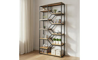 Geometric Partition Shelf Freestanding Industrial Bookshelf Uncovered Back