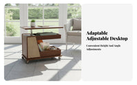 Bus-Shaped elevatingTop Trolley Height Adjustable C-Shaped Rolling Table for Bedroom