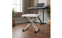 Leather-Covered Foldable Keyboard Bench Portable X-Shaped Keyboard Bench Stable Height Adjustable Piano Stool