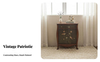 2-Door Painted Chest Vintage design 2-Door Patterned Cabinet Distressed Finish Decorative Pattern Doors for Homeowners, Hallway