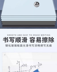 跨境出口超白磁性钢化玻璃白板挂式办公室写字板家用教学培训