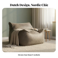 Lounger with Embroidered Face Nordic design Bean Bag Chair Reversible Design Skingentle for Students, perusing corner, Playroom