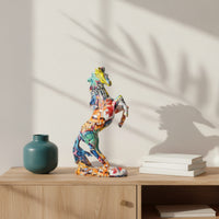 Horse Figurine Graffiti Horse Statue Rearing for Bookshelf