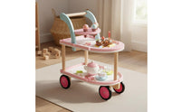 Wooden Ice Cream Cart Rolling Pretend Ice Cream Trolley Realistic Dessert Serving Fun Cart for Daycare