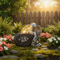 Solar Angel Garden Statue Weather Resistant Kneeling Angel Figurine for Yard