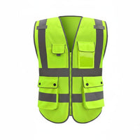 Long-Lasting Reflective Safety Vest Lightweight Multi-Pocket Construction Vest Breathable Material High Visibility Clothing for Workers, Event Personnel, Warehouses