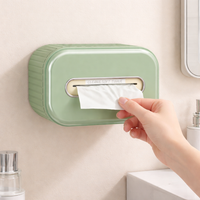 Wall Mounted Tissue Box Holder Square, Modern Minimalist Pull Out Tissue Dispenser, PET Spring Loaded for Bathroom & Kitchen
