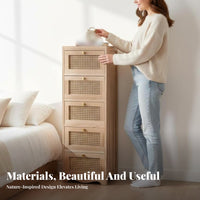 Rattan Drawer Cabinet Retro Design Rattan Front Cabinet Easy Assembly