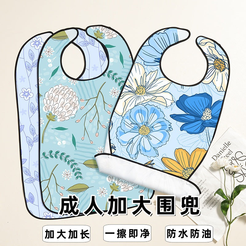 Waterproof Adult Bib for Seniors, Printed Polyester