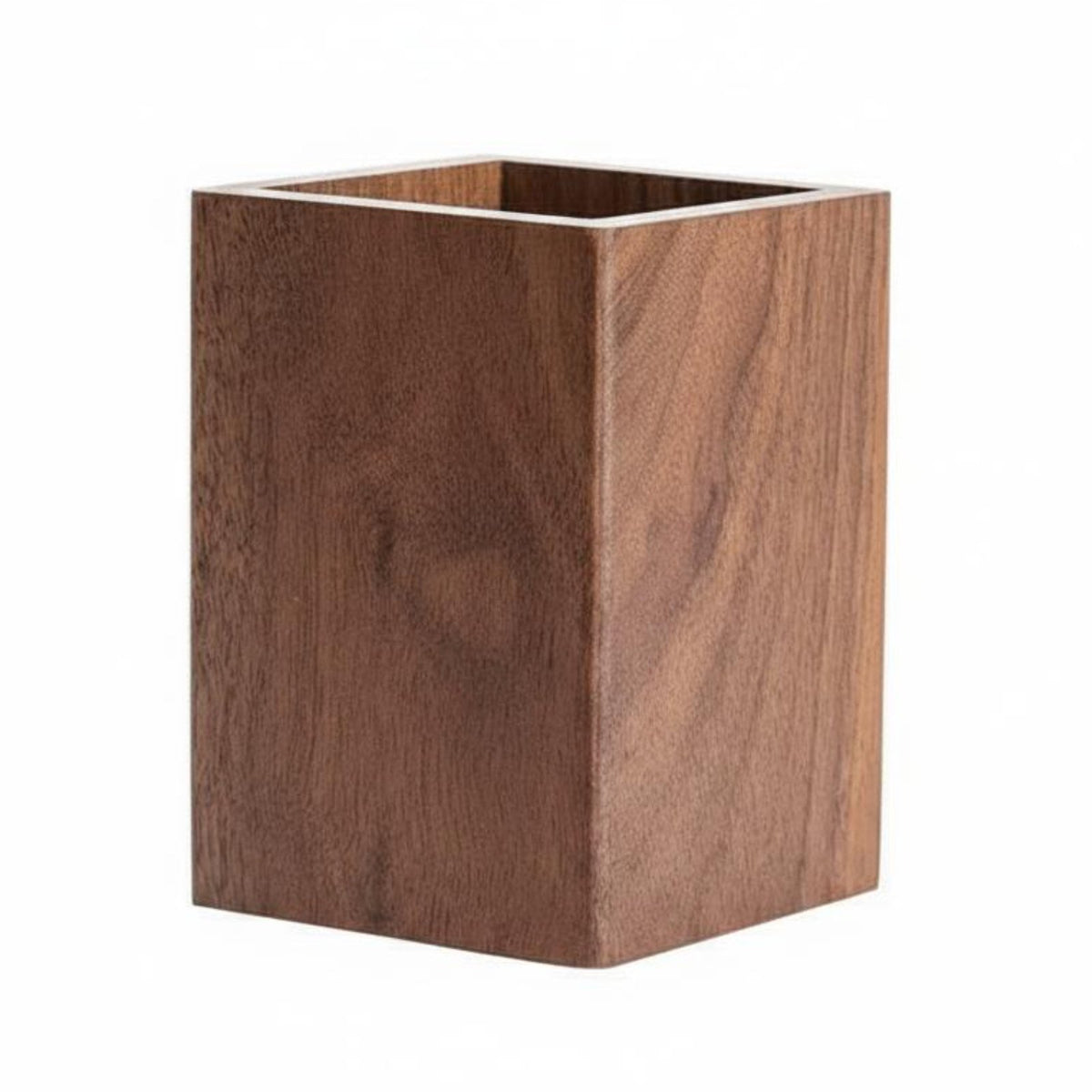 Wooden Pen Holder Multifunctional Walnut Wooden Writing Utensil Holder Pot Handmade Black Walnut Pencil Cup for Students