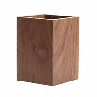 Wooden Pen Holder Multifunctional Walnut Wooden Writing Utensil Holder Pot Handmade Black Walnut Pencil Cup for Students