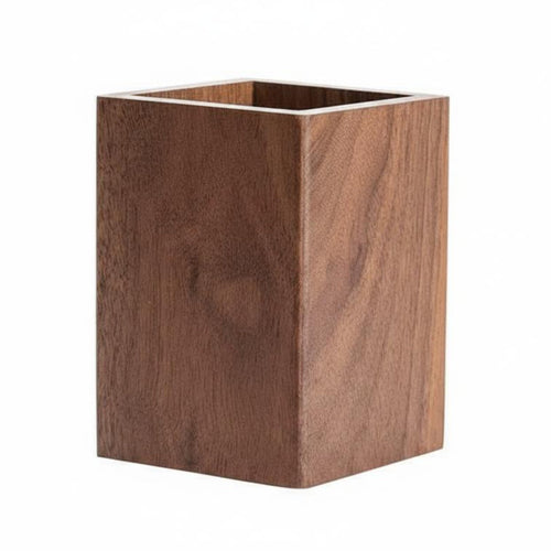 Wooden Pen Holder Multifunctional Walnut Wooden Writing Utensil Holder Pot Handmade Black Walnut Pencil Cup for Students