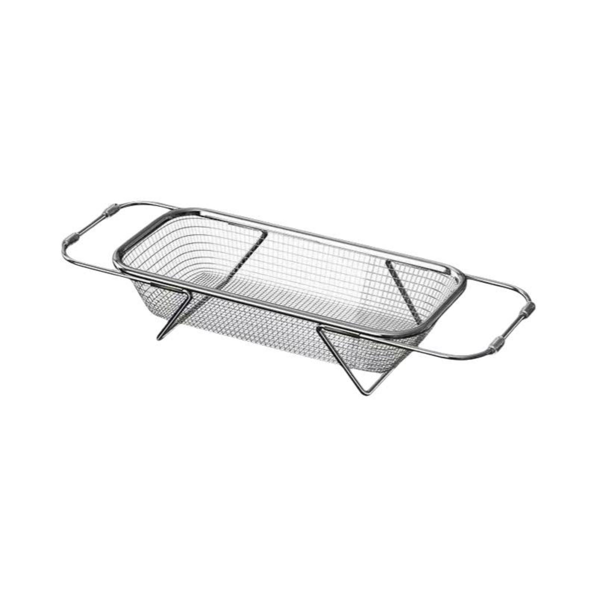 Expandable Stainless Steel Sink Colander, Over-the-Sink Drainer Basket, Adjustable Kitchen Organizer for Washing Vegetables, Fruits, and Drying Dishes