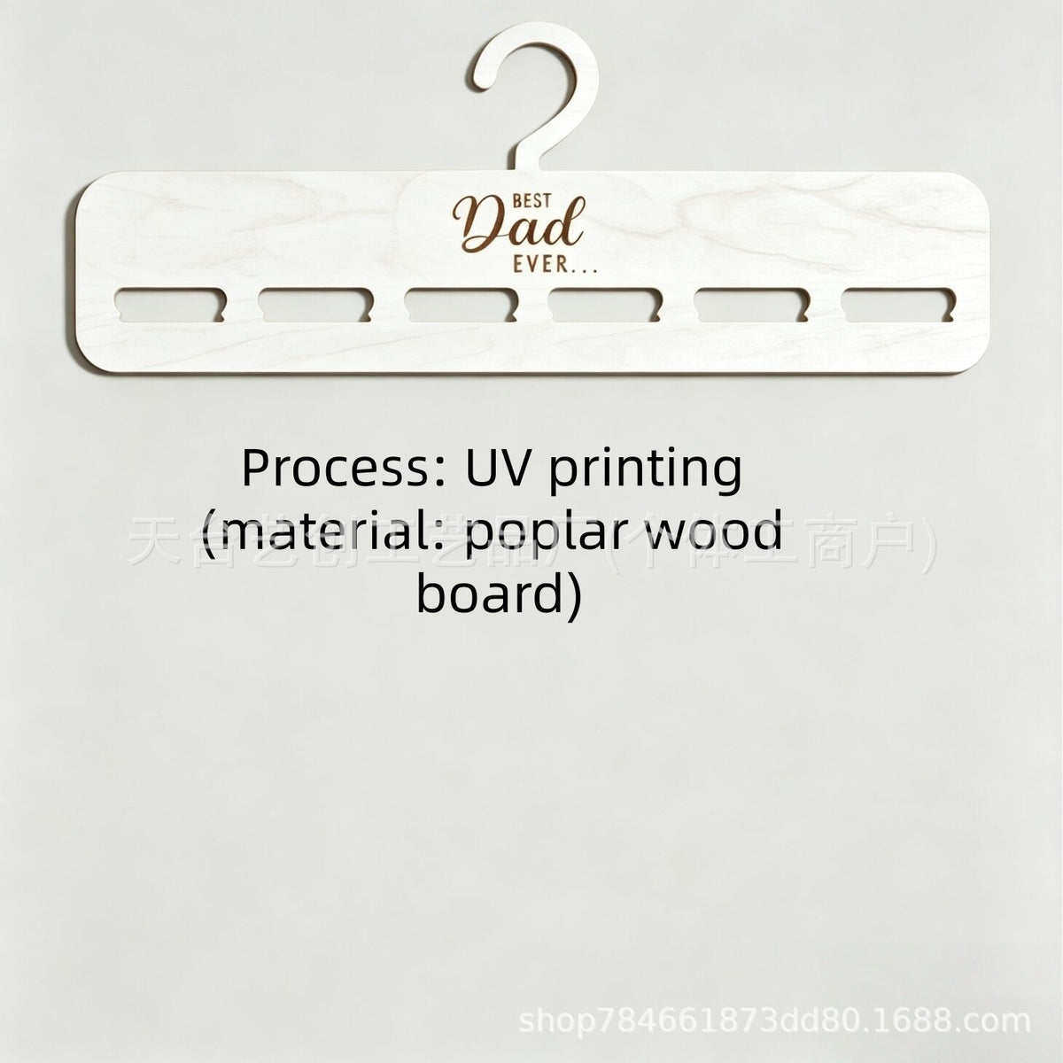 Wooden Tie Rack with Multiple Slots and Carved Hanging Ornament