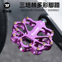 WEST BIKING Bicycle Pedals, Triple Bearings, Lubricated, Anti-Slip, Aluminum Alloy, Hollow Design