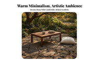 Japanese Design Floor Table Wabi-Sabi Design Japanese Floor Table Space-Saving Adaptable Use for Tea Lovers, Woven Mat Room