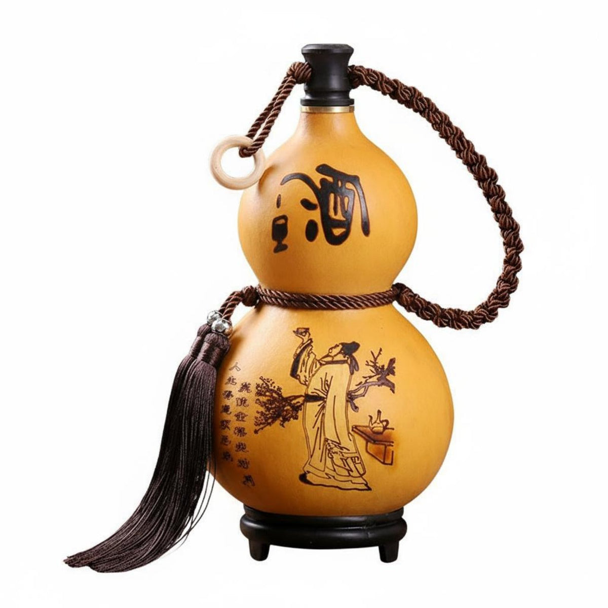 Chinese Hulu Gourd Bottle Multi-Functional Chinese Beverage Gourd Traditional Hu Lu Bottle Handmade Traditional Decorative