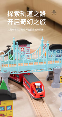 Beech Wooden Track Building Blocks Toy Train Set for Kids Educational Puzzle Gift