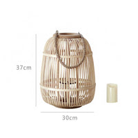 Lantern with Electronic Candle Japandi Rattan Candle Holder Decorative
