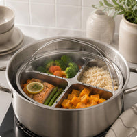 Compartmented Steaming Plate Raised Walls Divided Steamer Tray Polished Rim