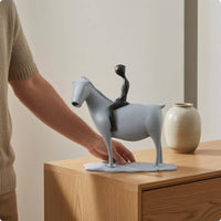 Equestrian Statue Textured Equestrian Sculpture Decorative Animal Figurine for Entryway