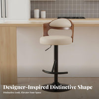 Upholstered Swivel Stool with Backrest Adjustable Height Bar Chair for Cafe