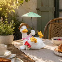 Duck Statue with Umbrella Lightweight Duck Sculpture Holding Umbrella for Patio