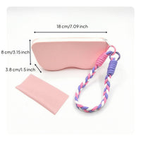 Zippered Silicone Eyeglass Pouch with Zipper Compact Eyeglass Storage Pouch with Cleaning Cloth Lightweight Glasses Case with Wrist Strap Flexible for Travelers
