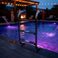 Pool Ladder with Curved Handrails Non-Slip Stainless Steel Pool Ladder Rust Resistant for Hotel Managers, in-Ground Pools