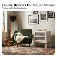 Rattan Drawer Nightstand Multi-Purpose Bedside Cabinet Easy Assembly for Adults