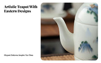 4 Pieces Portable Travel Tea Set Compact Teapot with 2 Cups Set for Travelers