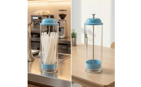 Straws Dispenser with Metal Rod Upright Straws Holder Container for Kitchen Counter