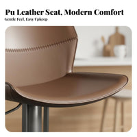 Upholstered Rotating Bar Stool Adjustable Height Upholstered Rotating Stool with Support Modern Design Integrated Footrest