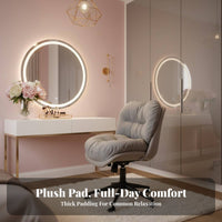 Upholstered Caster Chair Height Adjustable Upholstered Rolling Chair 360-Degree rotate Minimalist Design for Study Room, Bedroom