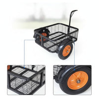 Mesh Cargo Trailer Compact Trailer with Mesh Basket Low-Profile Pull Cart with Handle for Fishing, Grocery Shopping