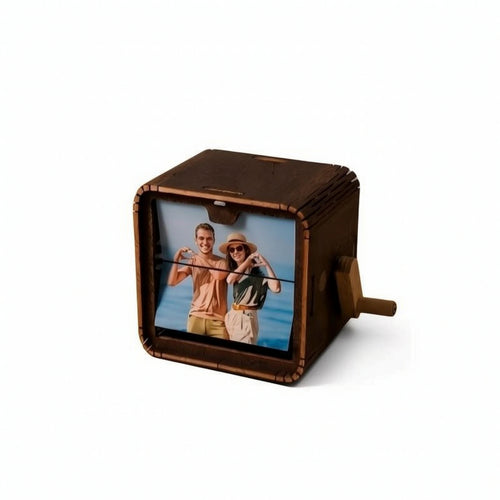 Photo Melody Box Wooden Melody Box with Photo Window Nostalgic for Home Decor