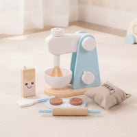 Wooden Toy Mixer Tabletop Wooden Play Mixer with Bowl Realistic Playset for Young Children