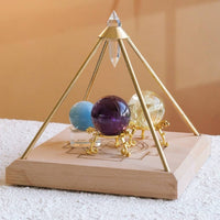 Crystal Display Gold-Tone Metal Pyramid Display